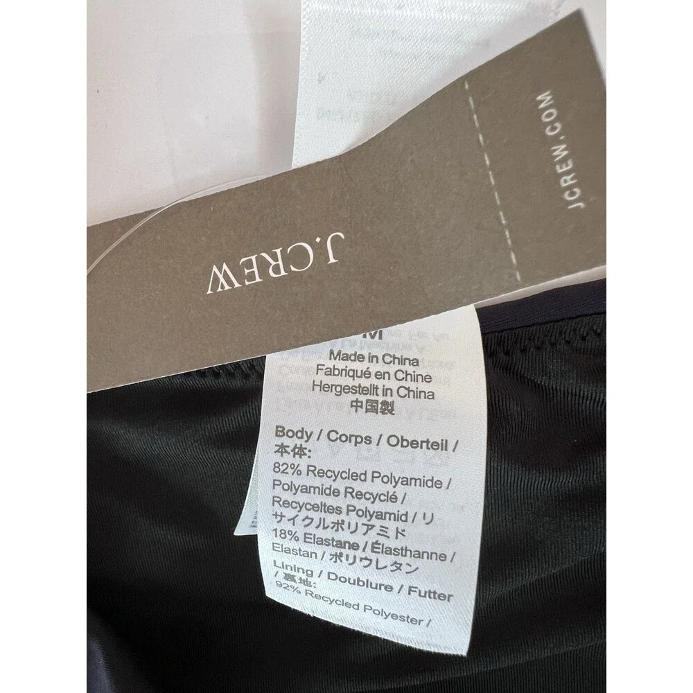 J. Crew Bikini Bottom Curved Waist Cheeky Mid-Rise High Cut Leg Navy Size M NWT
